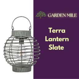 Marco Paul 23cm Grey Rattan Round Solar Powered Lantern - thumbnail 3