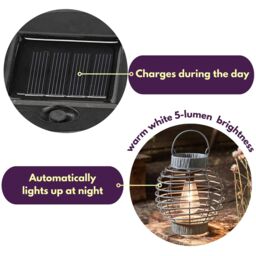 Marco Paul 23cm Grey Rattan Round Solar Powered Lantern - thumbnail 6