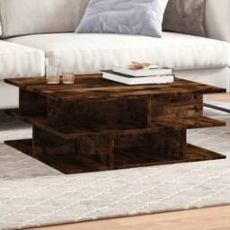 Berkfield Home Coffee Table Smoked Oak 70x70x29 cm Engineered Wood in Brown - Size: 70 x 70 x 29 cm - thumbnail 2
