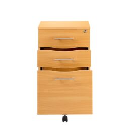 Moderna Beech Filing Cabinet, 3 Drawers, 1 Lockable Drawer, Short Office Cupboard in Brown - thumbnail 4