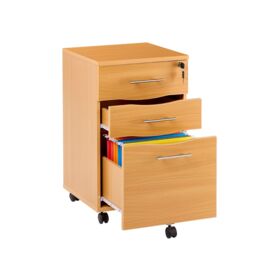 Moderna Beech Filing Cabinet, 3 Drawers, 1 Lockable Drawer, Short Office Cupboard in Brown - thumbnail 6