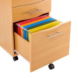 Moderna Beech Filing Cabinet, 3 Drawers, 1 Lockable Drawer, Short Office Cupboard in Brown - thumbnail 7
