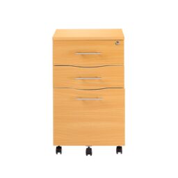 Moderna Beech Filing Cabinet, 3 Drawers, 1 Lockable Drawer, Short Office Cupboard in Brown - thumbnail 3