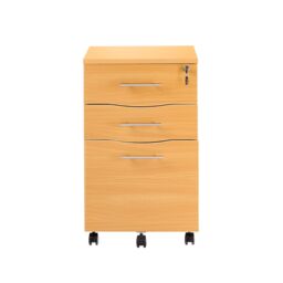 Moderna Beech Filing Cabinet, 3 Drawers, 1 Lockable Drawer, Short Office Cupboard in Brown - thumbnail 2