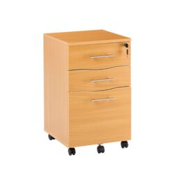 Moderna Wooden Pedestal Filing Cabinet Lockable 3 Drawers Beech in Brown