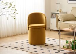 Nordlys Pouf de Salon avec Dossier et Rangement Ottoman with Backrest & Storage in Yellow - thumbnail 2