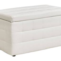 Wyld and Coco White Faux Leather Tufted Storage Ottoman - thumbnail 2