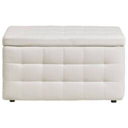 Wyld and Coco White Faux Leather Tufted Storage Ottoman - thumbnail 4