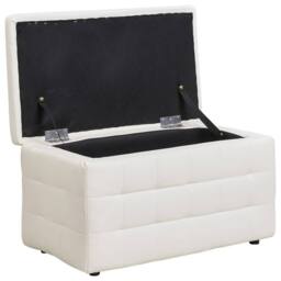 Wyld and Coco White Faux Leather Tufted Storage Ottoman - thumbnail 5
