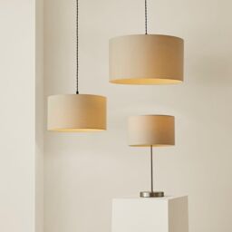 ValueLights Reni Natural Fabric Easy Fit Drum Ceiling Lamp Shade - Size: Small - thumbnail 6