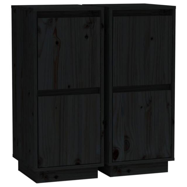 Berkfield Home Sideboards 2 pcs Black 31.5x34x75 cm Solid Wood Pine - image 1