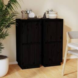 Berkfield Home Sideboards 2 pcs Black 31.5x34x75 cm Solid Wood Pine - thumbnail 2
