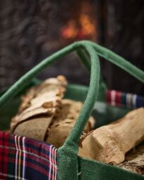 Dibor Traditional Tartan Plaid Garden Green Firewood Log Storage Jute Bag H40 x W60cm - thumbnail 5