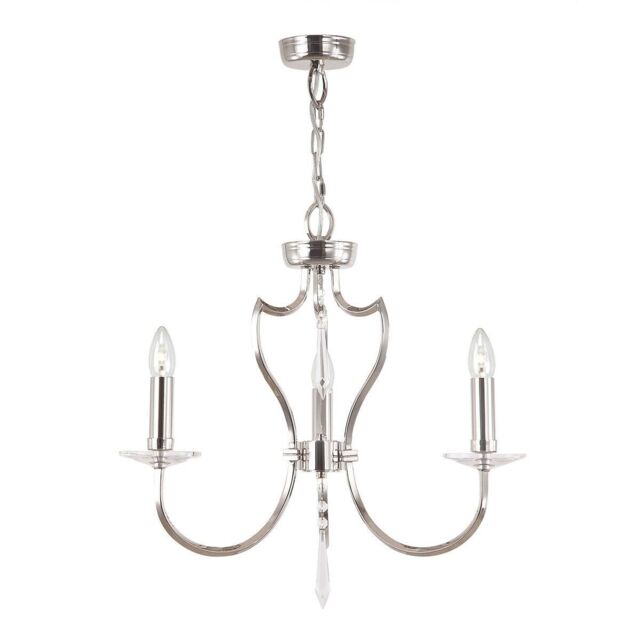 Loops 3 Bulb Chandelier LIght Highly Polished Nickel LED E14 60W in Metallics