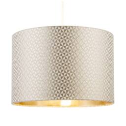 Happy Homewares Modern Light Shimmer Taupe Drum Shade with Inner Champagne Gold Lining - Size: 12 inches - thumbnail 2