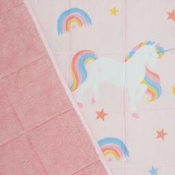 OHS Weighted Blanket Kids Unicorn Sleep Therapy Sensory Anxiety Teddy Fleece Throw in Light Pink - thumbnail 5