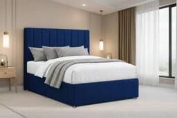 "Chester & Oakley Lunar Plush Divan Bed Base No Drawers - 26"" Headboard in Navy - Size: Single" - thumbnail 2