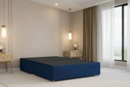 "Chester & Oakley Lunar Plush Divan Bed Base No Drawers - 26"" Headboard in Navy - Size: Single" - thumbnail 3