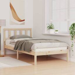 Berkfield Home Modern with Headboard Brown 90 x 190 cm Solid pine wood in Light Tan - thumbnail 4