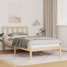 Berkfield Home Modern with Headboard Brown 90 x 190 cm Solid pine wood in Light Tan - thumbnail 2