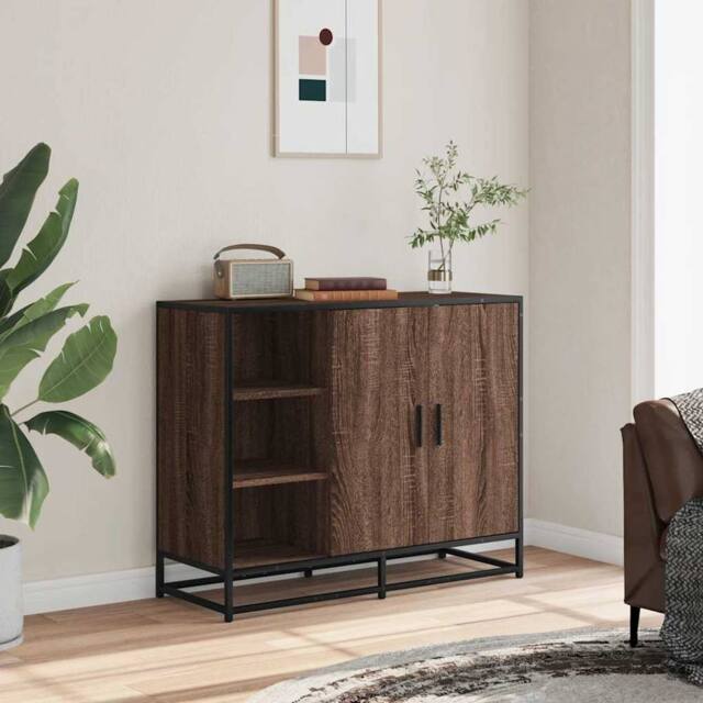 Berkfield Home Sideboard Brown Oak 92x35x76 cm Engineered Wood - Size: 92 x 35 x 76 cm - image 1
