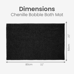 Allure Bath Fashions Chenille Bobble Bath Mat 50 x 80cm - Super Soft Microfibre & Non-Slip in Black - Size: 50 x 80 cm - thumbnail 5