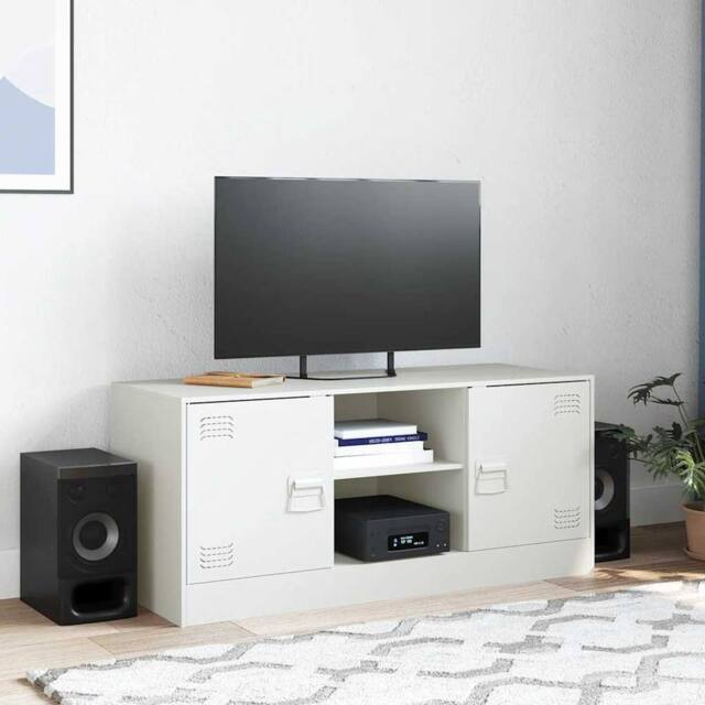 Berkfield Home TV Cabinet White 99x39x44 cm Steel - Size: 99 x 39 x 44 cm - image 1