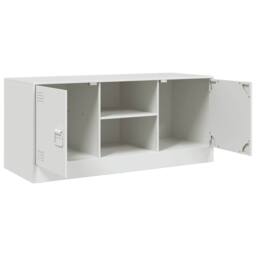 Berkfield Home TV Cabinet White 99x39x44 cm Steel - Size: 99 x 39 x 44 cm - thumbnail 7