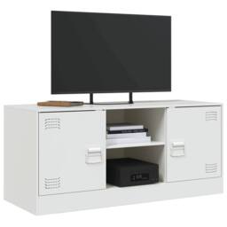 Berkfield Home TV Cabinet White 99x39x44 cm Steel - Size: 99 x 39 x 44 cm - thumbnail 4