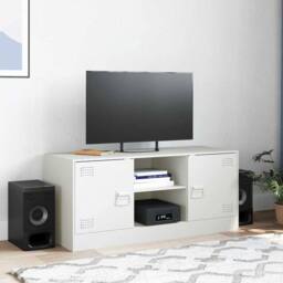 Berkfield Home TV Cabinet White 99x39x44 cm Steel - Size: 99 x 39 x 44 cm