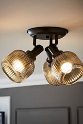 ValueLights Calpe 3 Way Glass Shade Adjustable Spotlight Ceiling Light in Black
