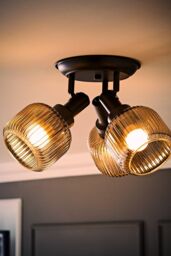 ValueLights Calpe 3 Way Glass Shade Adjustable Spotlight Ceiling Light in Black - thumbnail 2