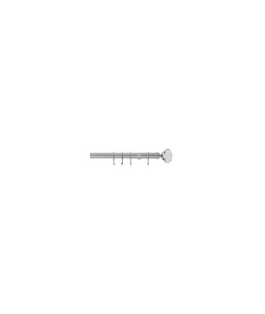 New Edge Blinds 25-28mm Jewel End Metal Curtain Pole Set - Chrome in Metallic Silver - Size: 120 cm - 210 cm - image 1
