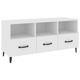 Berkfield Home TV Cabinet White 102x35x50 cm Engineered Wood - Size: 102 x 35 x 50 cm - thumbnail 2