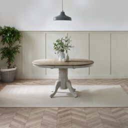FurnitureboxUK Padstow Rustic Farmhouse Extending Solid Wood Dining Table in Light Grey - thumbnail 1