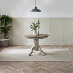 FurnitureboxUK Padstow Rustic Farmhouse Extending Solid Wood Dining Table in Light Grey - thumbnail 2