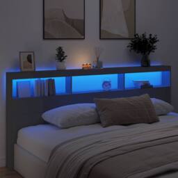 Berkfield Home Headboard Cabinet with LED Black 220x17x102 cm - Size: 220 x 17 x 102 cm - thumbnail 4