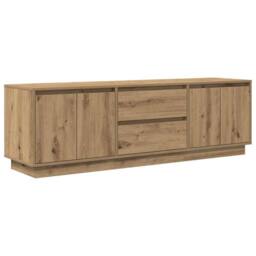 Berkfield Home TV Cabinet with LED Lights Artisan Oak 160.5x41x50 cm in Brown - thumbnail 3