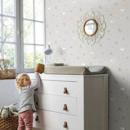 Havendro Grey White Rabbit Carrot Wallpaper Kids