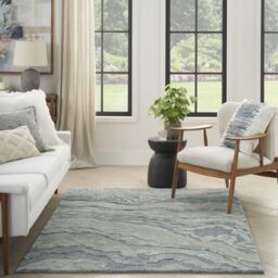 The Rug Shop UK Blue Handmade Wool Modern Abstract Cotton Backing Area Rug - Size: 240 cm x 300 cm