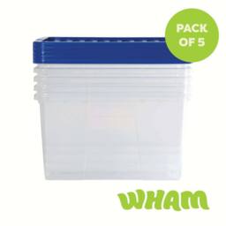 Wham Crystal 60L Clear Box & Stronger Lid PK5 in Blue - thumbnail 5