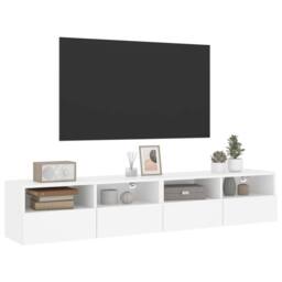 Berkfield Home TV Wall Cabinets 2 pcs White 80x30x30 cm Engineered Wood - Size: 80 x 30 x 30 cm - thumbnail 5