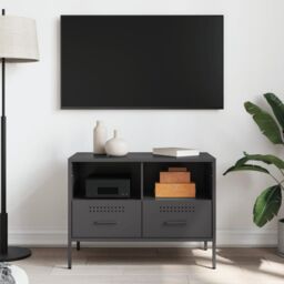 Berkfield Home TV Cabinet Black 68x39x50.5 cm Steel - thumbnail 3