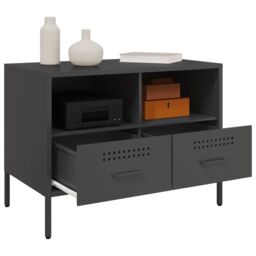 Berkfield Home TV Cabinet Black 68x39x50.5 cm Steel - thumbnail 5