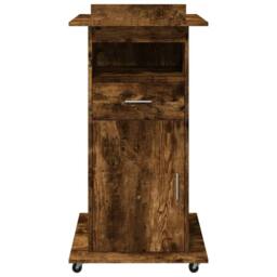 Berkfield Home Lectern with Wheels & Drawer Smoked Oak 55x55x107 cm Engineered Wood in Brown - Size: 55 x 55 x 107 cm - thumbnail 4