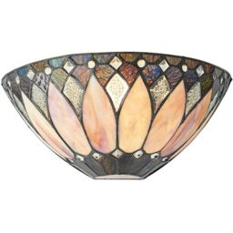 Loops Tiffany Glass Wall Light Cream & Textured Deco Shade Interior Sconce i00241 in Clear