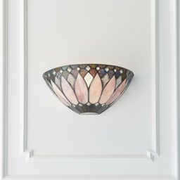 Loops Tiffany Glass Wall Light Cream & Textured Deco Shade Interior Sconce i00241 in Clear - thumbnail 4