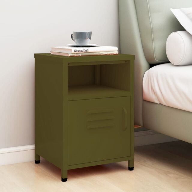 Berkfield Home Nightstand Olive Green 35x35x51 cm Steel - Size: 35 x 35 x 51 cm - image 1
