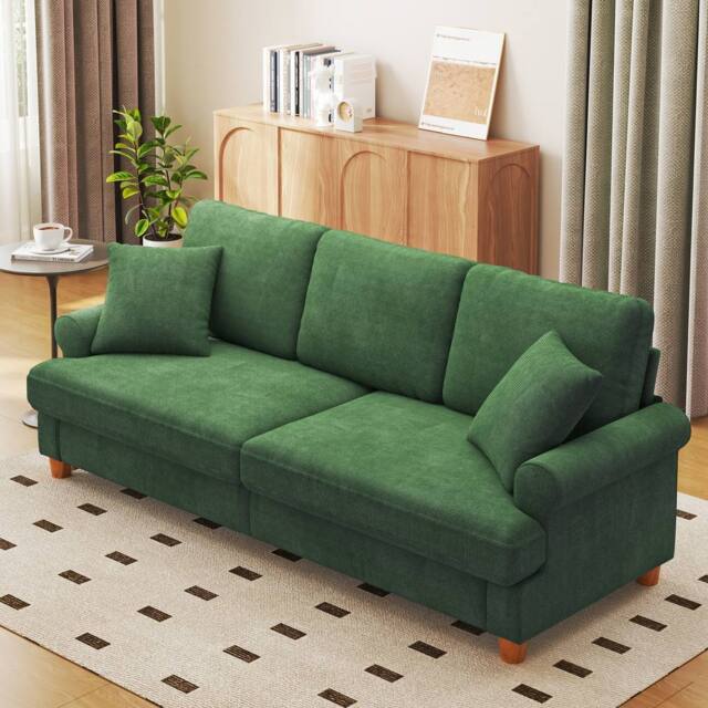 Dprodo 220CM Chenille Sofa Sleeper Deep Seat Couch in Green - image 1