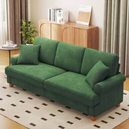 Dprodo 220CM Chenille Sofa Sleeper Deep Seat Couch in Green - thumbnail 1